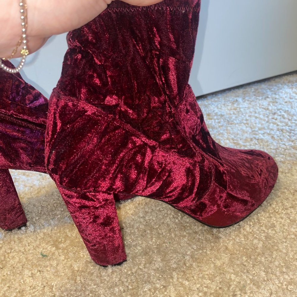 Express, Red Velvet Booties, Size US 10
